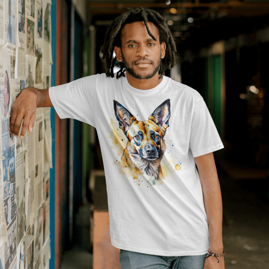 Watercolor color drip African dog