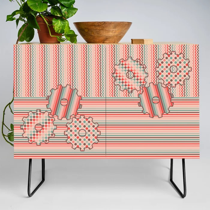 Credenza with Gear Pattern